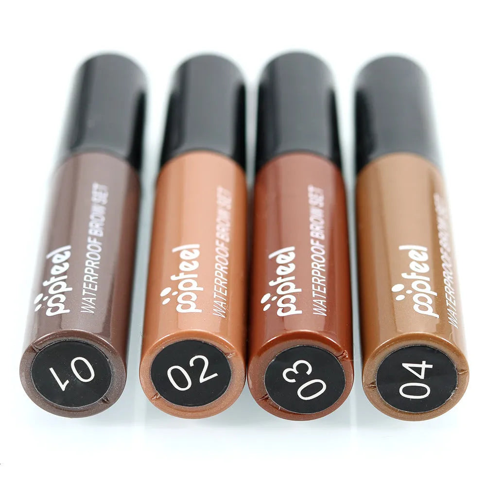 POPFEEL eyebrow dye cream kit with applicator brush and four colour option labels No.1 No.2 No.3 No.4