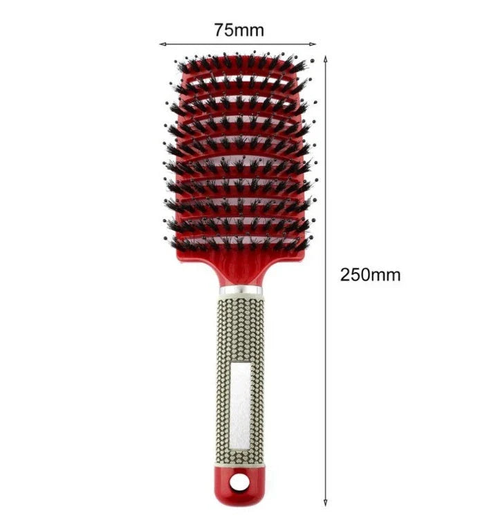 Detangling hairbrush with bristle and nylon teeth for effortless hair management and scalp massage