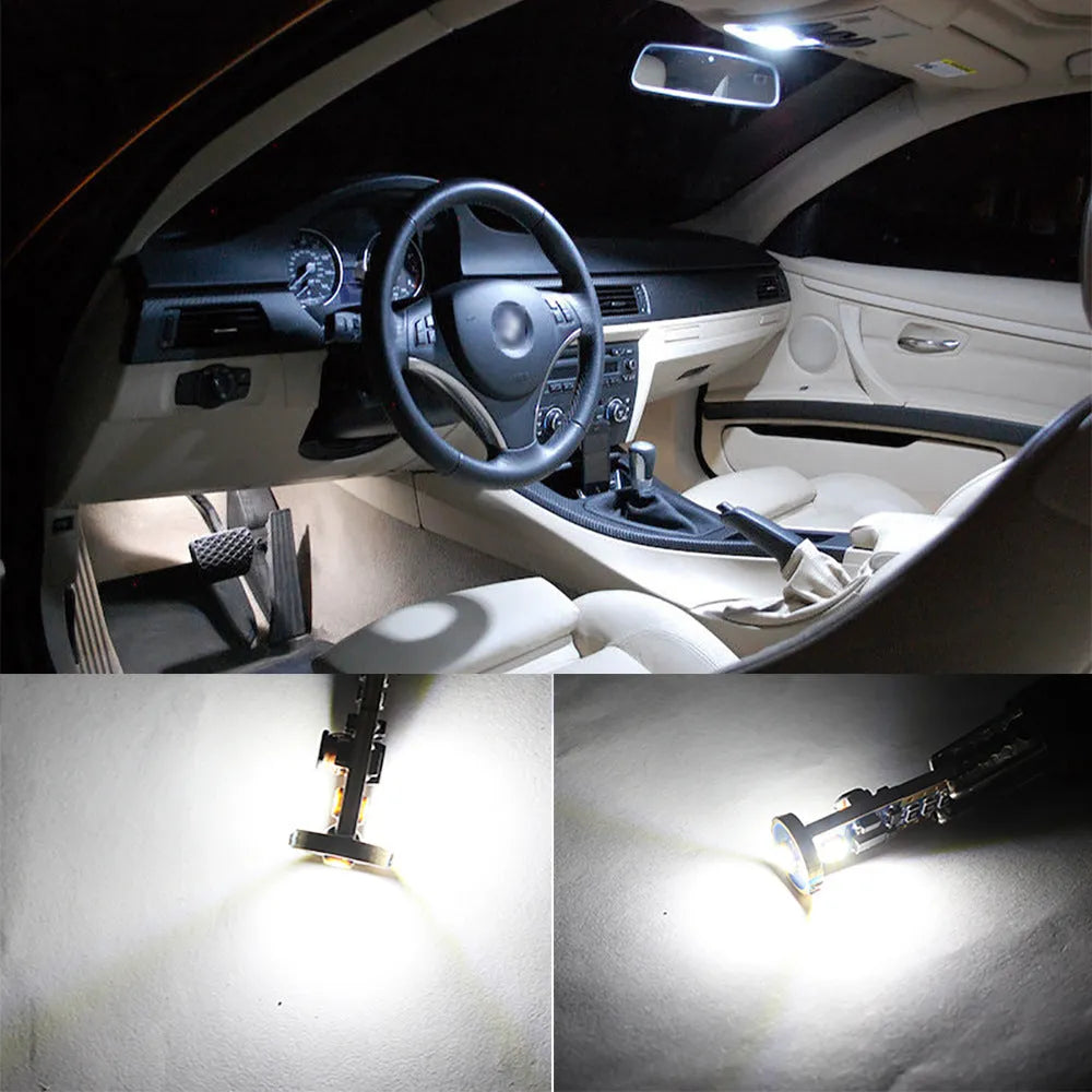 T10 W5W LED car light bulb in blackboard white housing, 23mm by 9mm