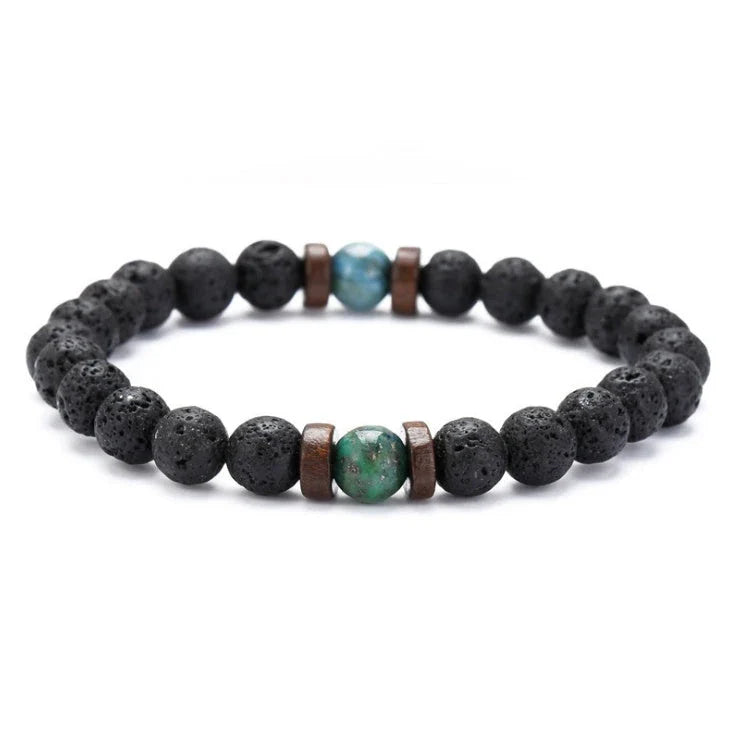 Premium men's black volcanic stone bracelet with unique, durable design and adjustable fit