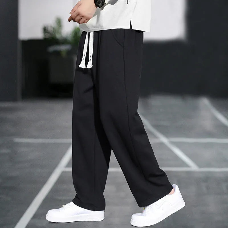 Men's casual bamboo fibre trousers in grey, black, apricot or brown with high waist and multiple pockets