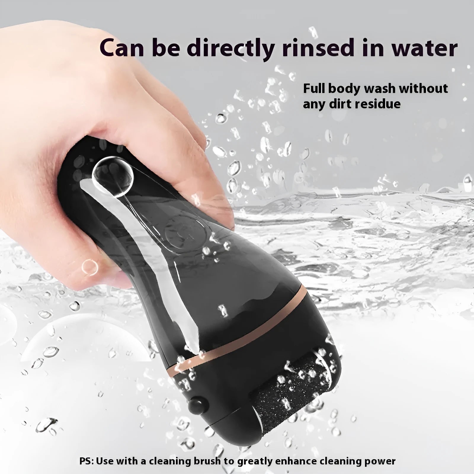 Household electric digital display foot grinder with three grinding heads and USB charging, in black
