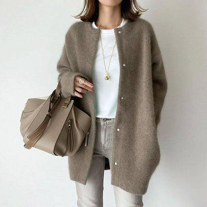 A cozy, stylish knitted cardigan jacket in a variety of colors for women's autumn and winter fashion