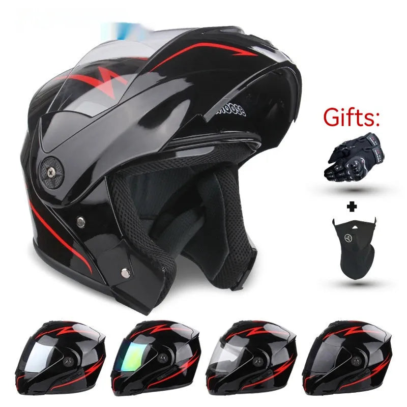 ABS plastic motorcycle helmet with exposed double lens design for electric vehicle riders