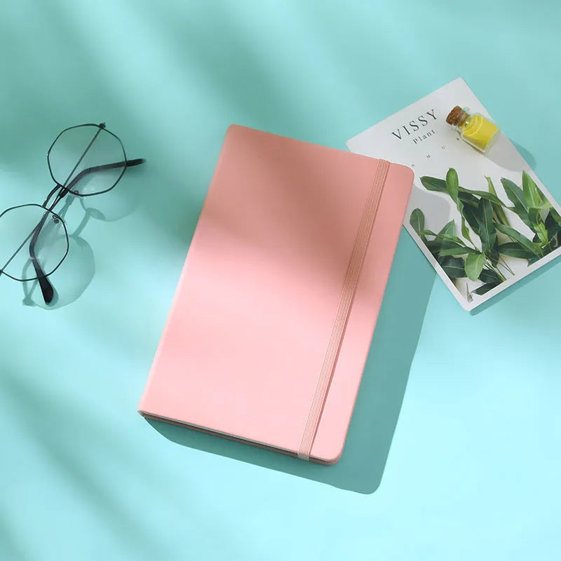A5 tactile PU hardcover notebook with 96 sheets, available in multiple colours including black and champagne gold