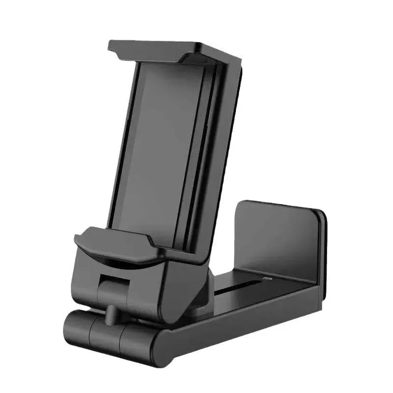 H22 Black colour 360-degree rotary collapsible desktop phone holder with ABS, metal, and silicone construction