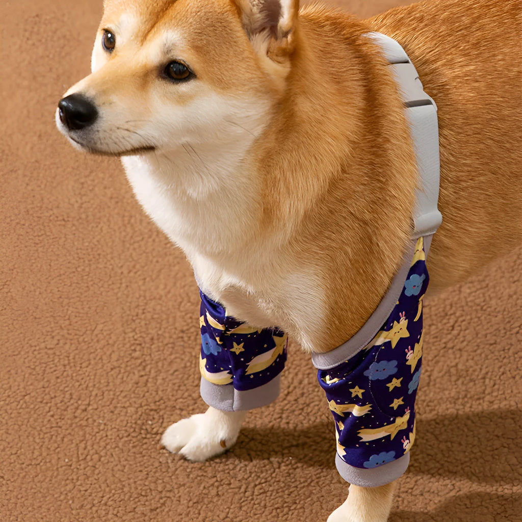 Blue pet knee pad made of polyester for dogs, anti-dirty joint protective cover, size L to 3XL