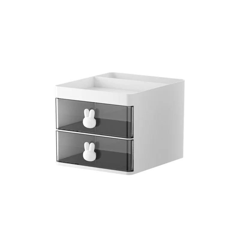 Transparent drawer storage box with grid compartments in cherry blossom pink