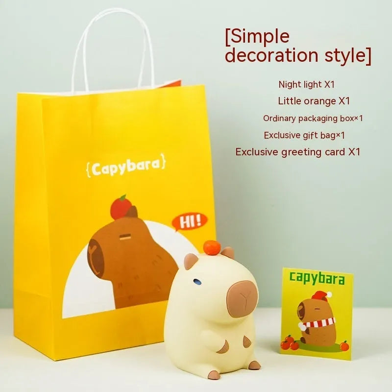 Capybara silicone night lamp with LED light and USB charging cable
