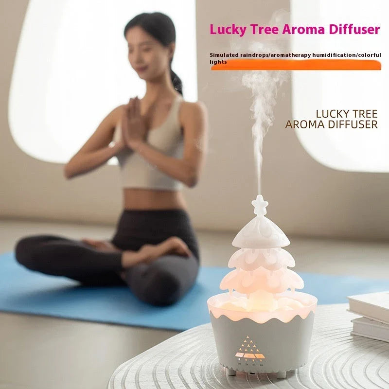 Ultrasonic essential oil diffuser with remote control, multi-color lighting, and automatic shut-off for a relaxing atmosphere in the home