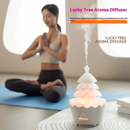 Ultrasonic essential oil diffuser with remote control, multi-color lighting, and automatic shut-off for a relaxing atmosphere in the home