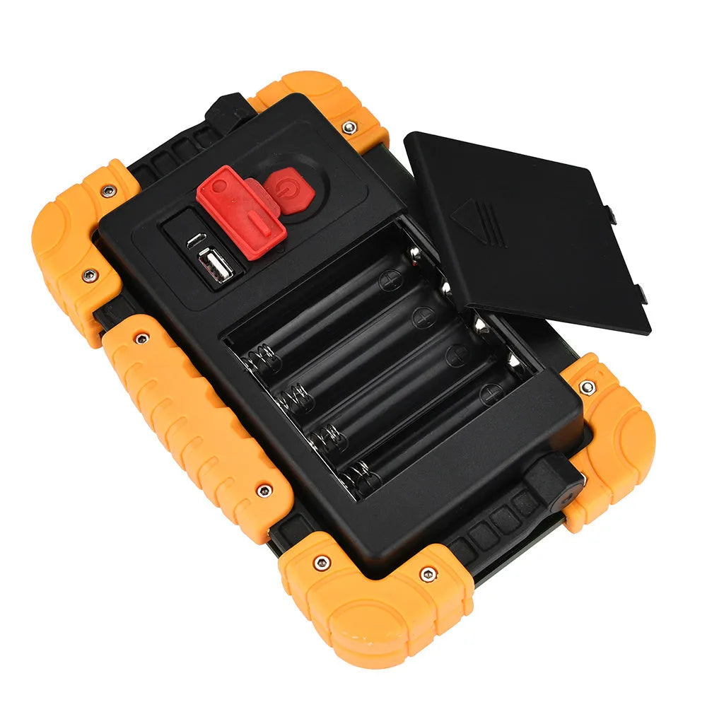 Yellow 50W COB aluminium alloy work light with wide 120-degree beam and IP65 waterproof housing