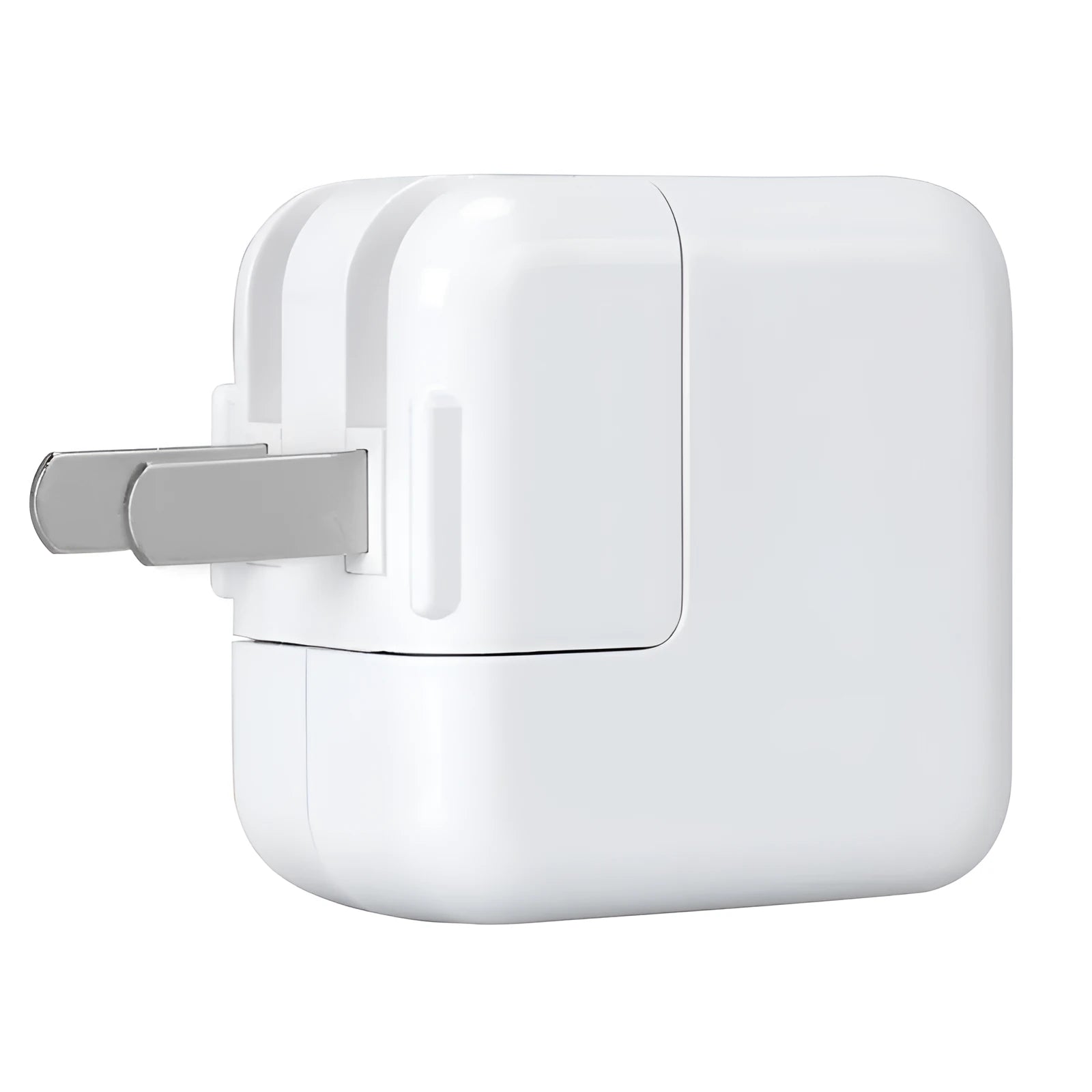 Apple-compatible iPad charger showing USB port with 10W/12W and US/EU plug options