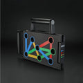 Yunmai black push up stand with two armrests and main board on a wooden floor