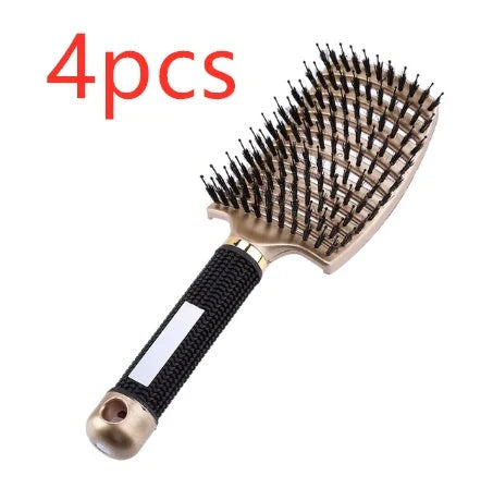 Detangling hairbrush with bristle and nylon teeth for effortless hair management and scalp massage