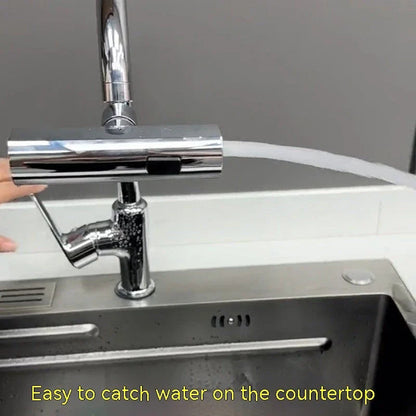 Premium waterfall kitchen faucet with brushed nickel finish, high-arc design, and versatile 3-in-1 water flow modes for efficient cleaning and rinsing.