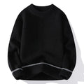 Men's loose fit knitwear pullover sweater in chemical fibre blend with round neck and long sleeves