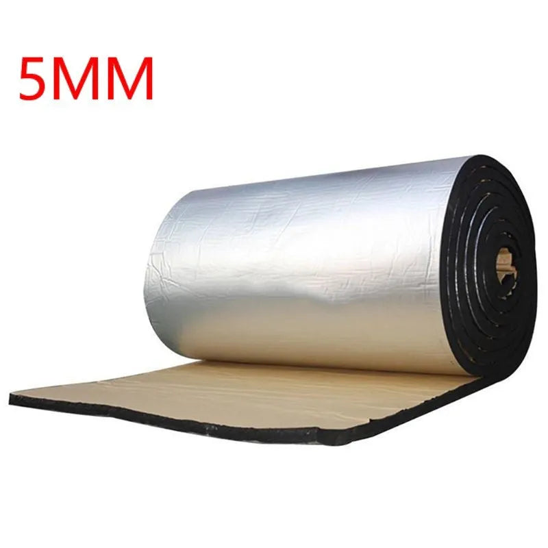 Silver automotive aluminium foil sound insulation mat with polyester fibre core, 50cm x 200cm rectangular shape