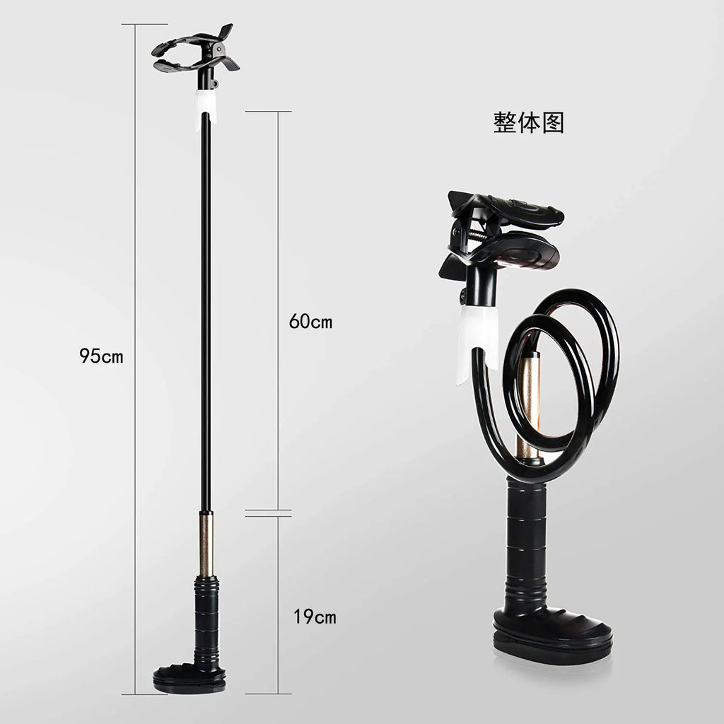Black and white aluminium alloy ventilator hose bracket for bedside mounting, 95cm long.