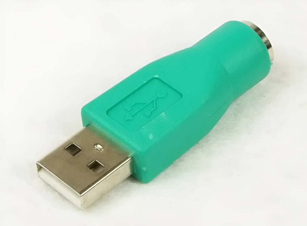 Green PS2 to USB adapter with copper wire cable 1 metre for computer accessories