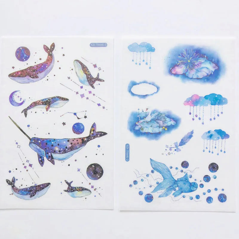 Abu Sticker Japanese paper fantasy stars design 10.5x14.1cm hand account set