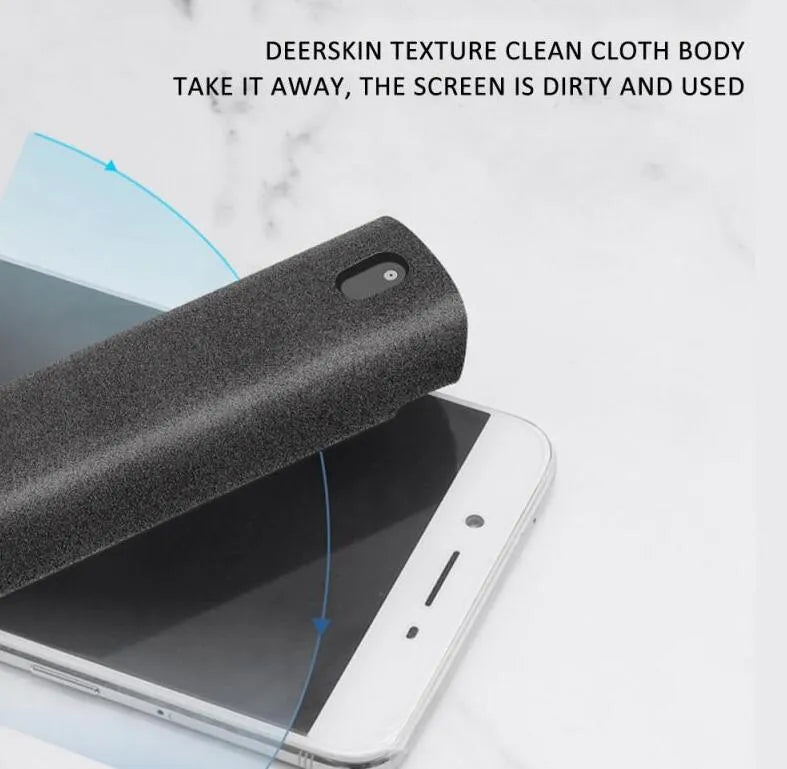 2 in 1 screen cleaner kit with microfiber cloth in pink and gray for phone and computer screens