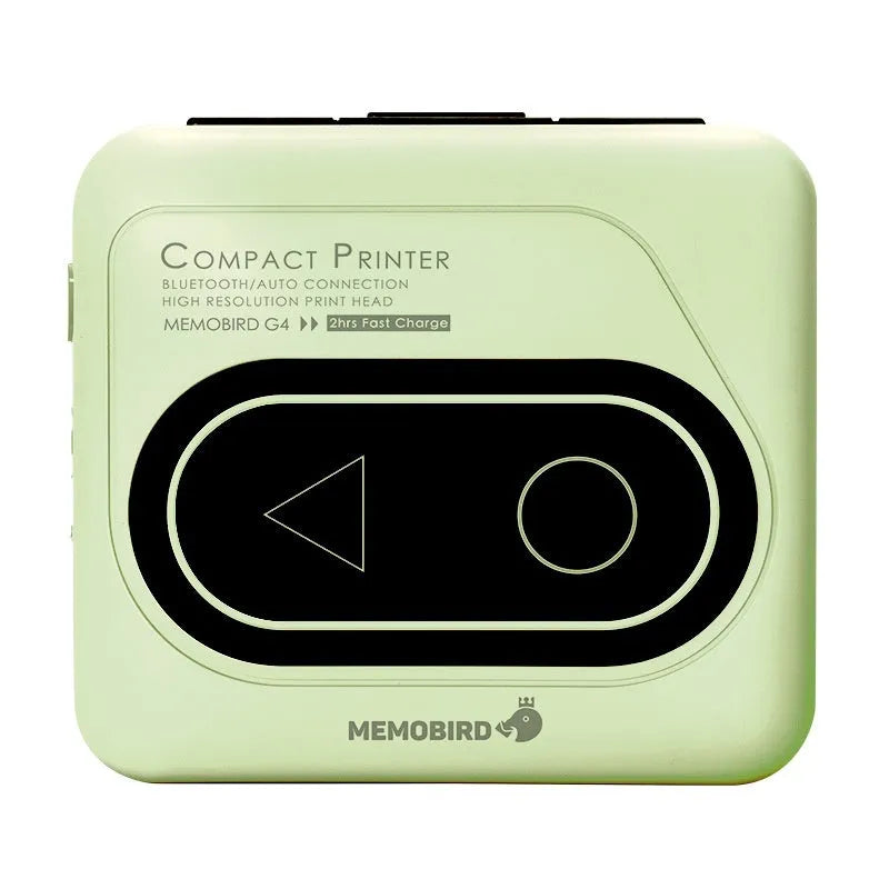 Compact Avocado Green Bluetooth thermal mini printer for wireless mobile phone photo and text printing.