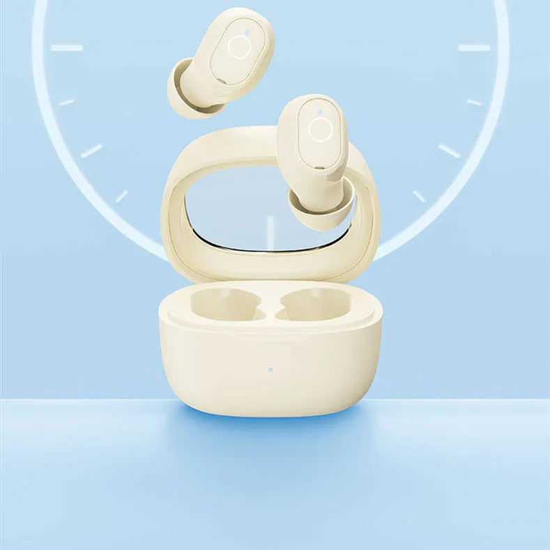 Wireless Bluetooth space capsule in-ear headset in black, white, or skin colour with ABS body