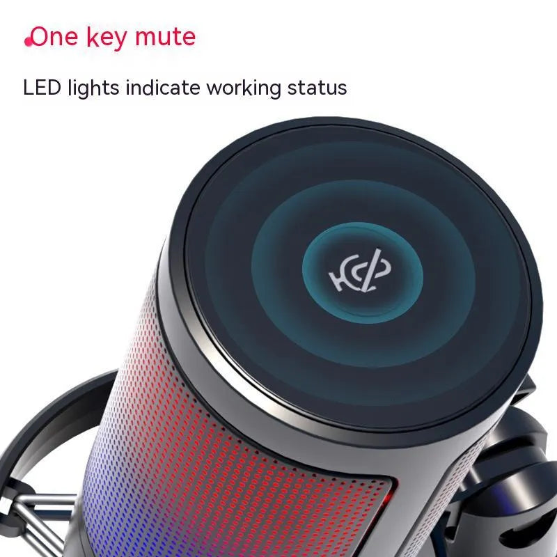 Condenser microphone with RGB lighting in black, white or pink for computer streaming