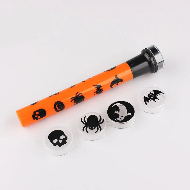 Orange metal pumpkin skull flashlight small projection lamp for Halloween