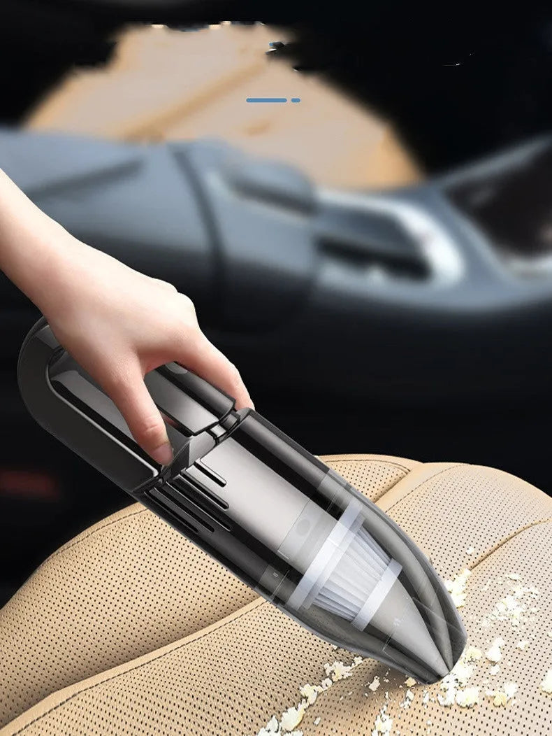 Mini wireless car vacuum cleaner with black ABS body and nozzle, 6000Pa suction, 29cm² size