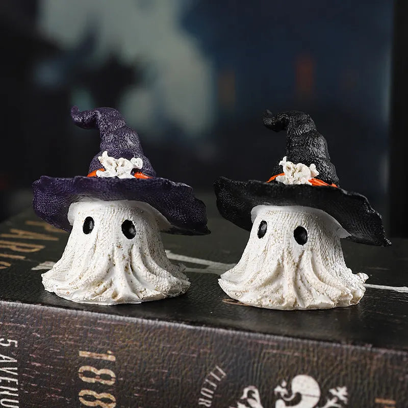 Resin wizard hat ornament in Black and Purple colour options for Halloween Christmas Easter decorations