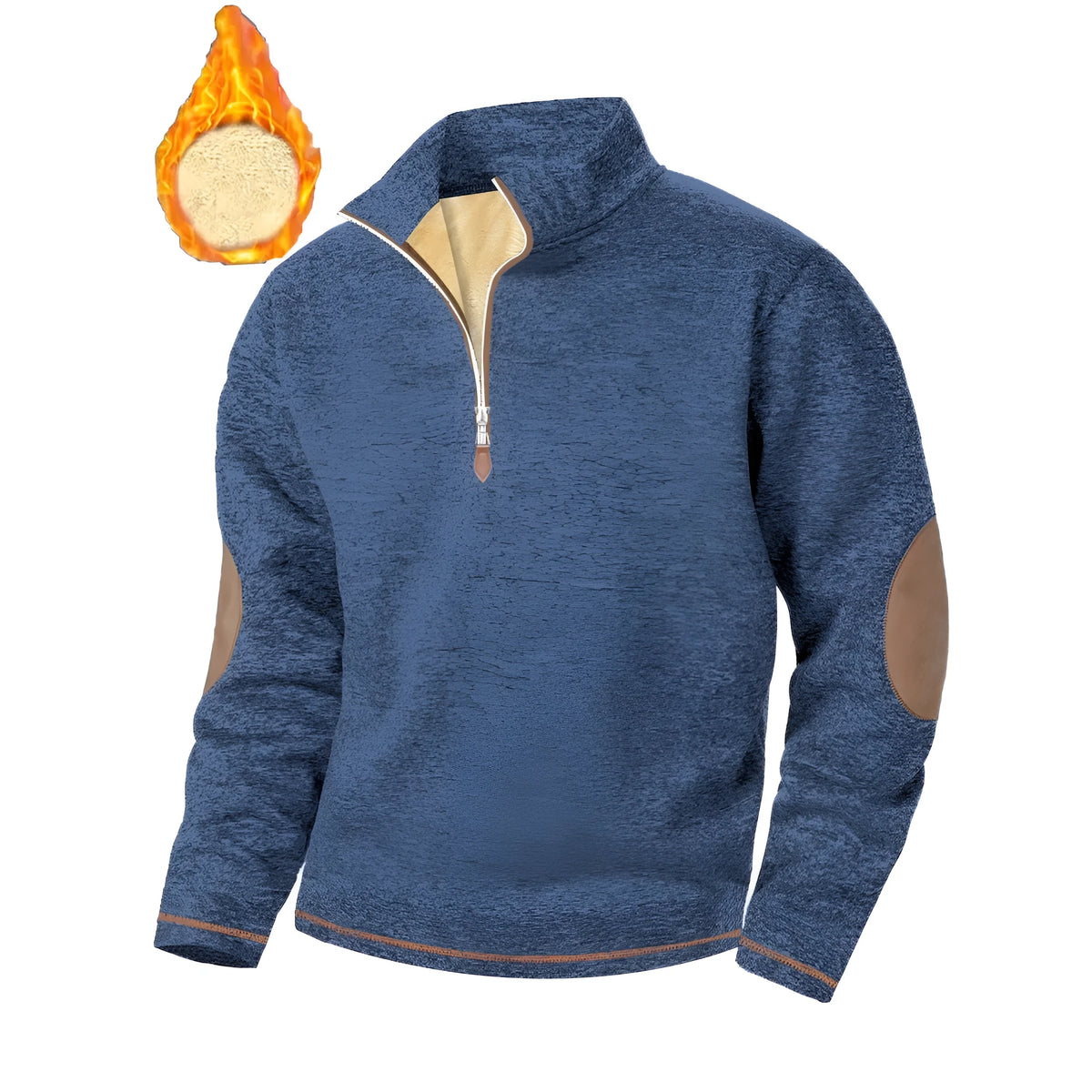 Men's stand-up collar thick zipper sweater jacket, casual jacquard pullover, slim fit, long sleeve, no hood, polyester blend