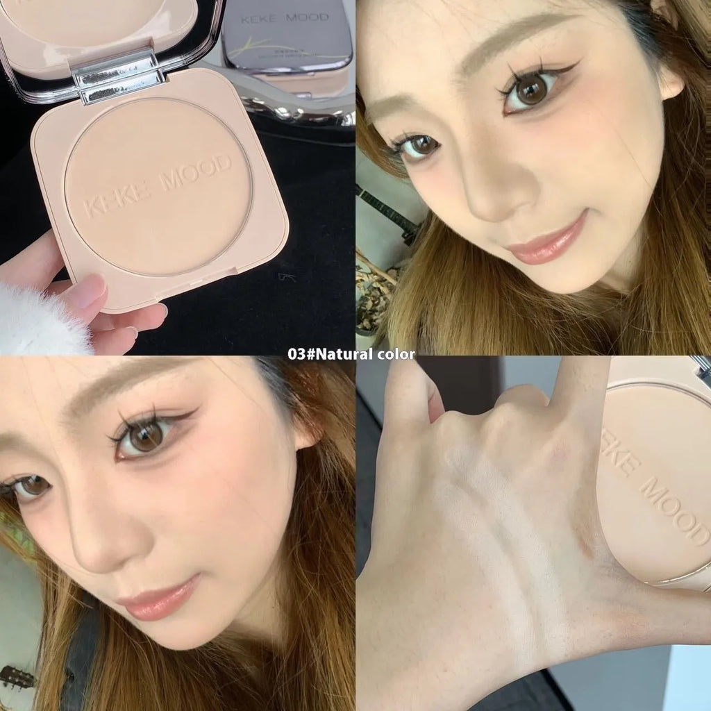 Pressed powder compact for oil control and skin brightening in natural matte finish