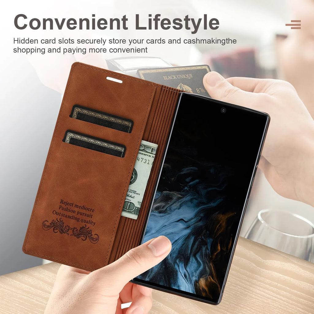 Fantasy Pair flip phone leather case for Google Pixel in black with card slot and kickstand