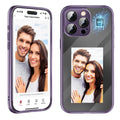 Black iPhone 15 Pro flip case with NFC ink screen for custom DIY designs