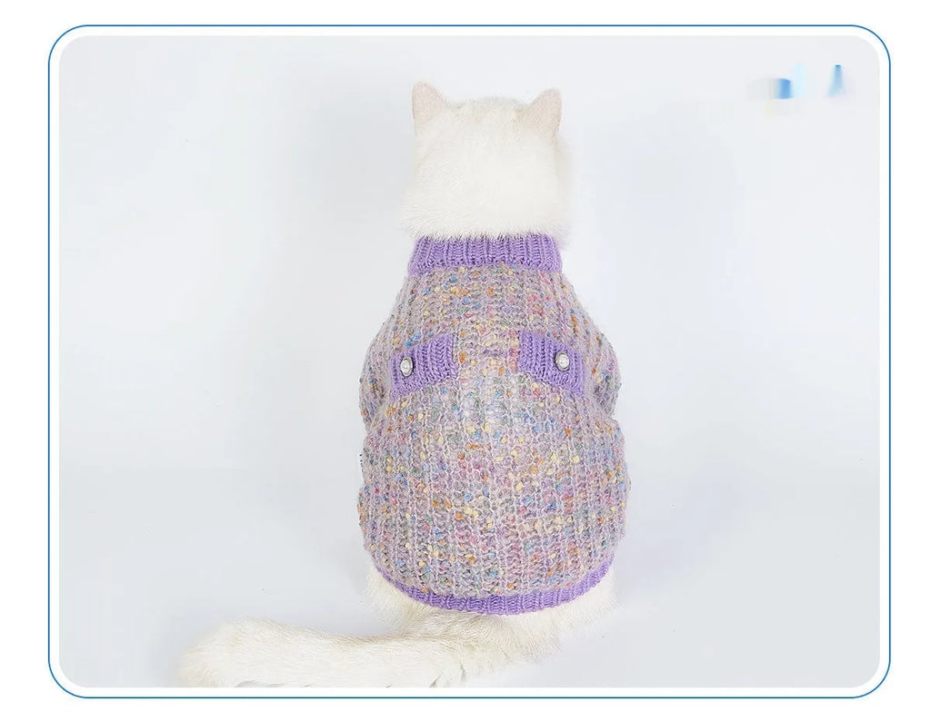 Purple polyester dog cardigan sweater for extra-large pets in XL and XXL sizes