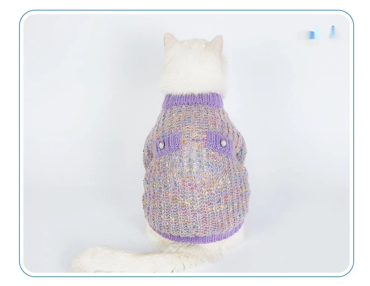 Purple polyester dog cardigan sweater for extra-large pets in XL and XXL sizes