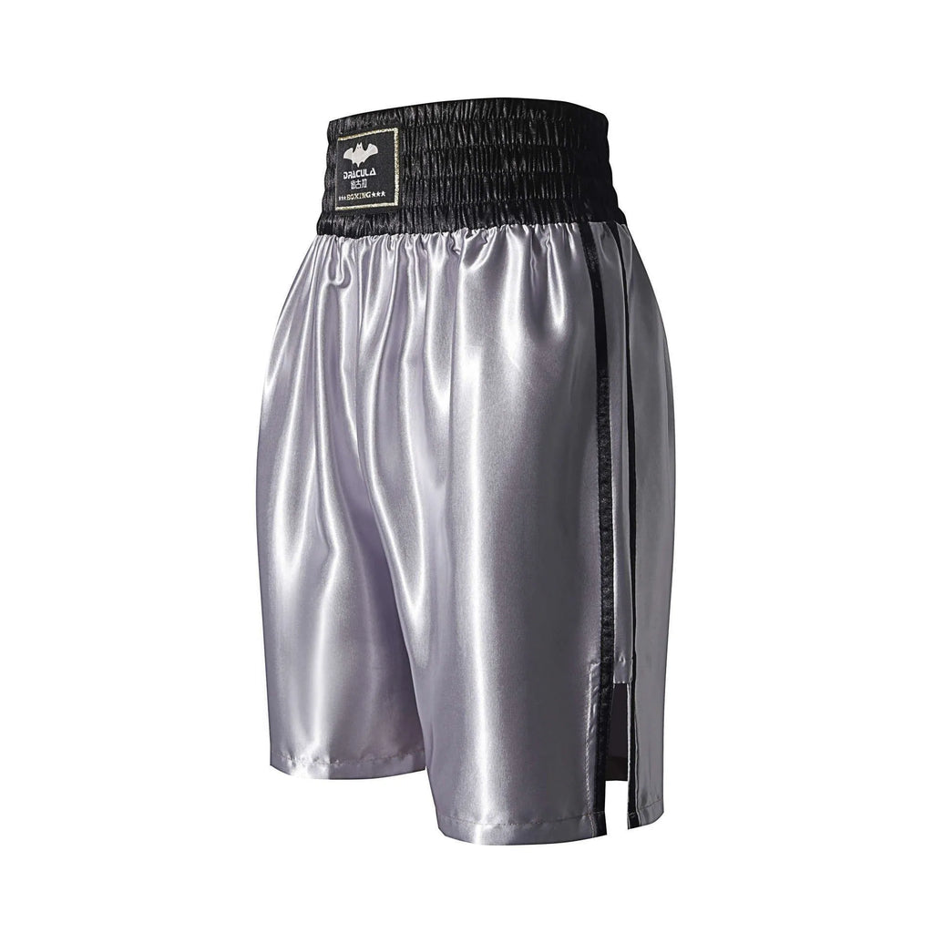 Professional boxing Sanda shorts in black red, double-layer nylon, sizes XXS-XXL, unisex adult fit.