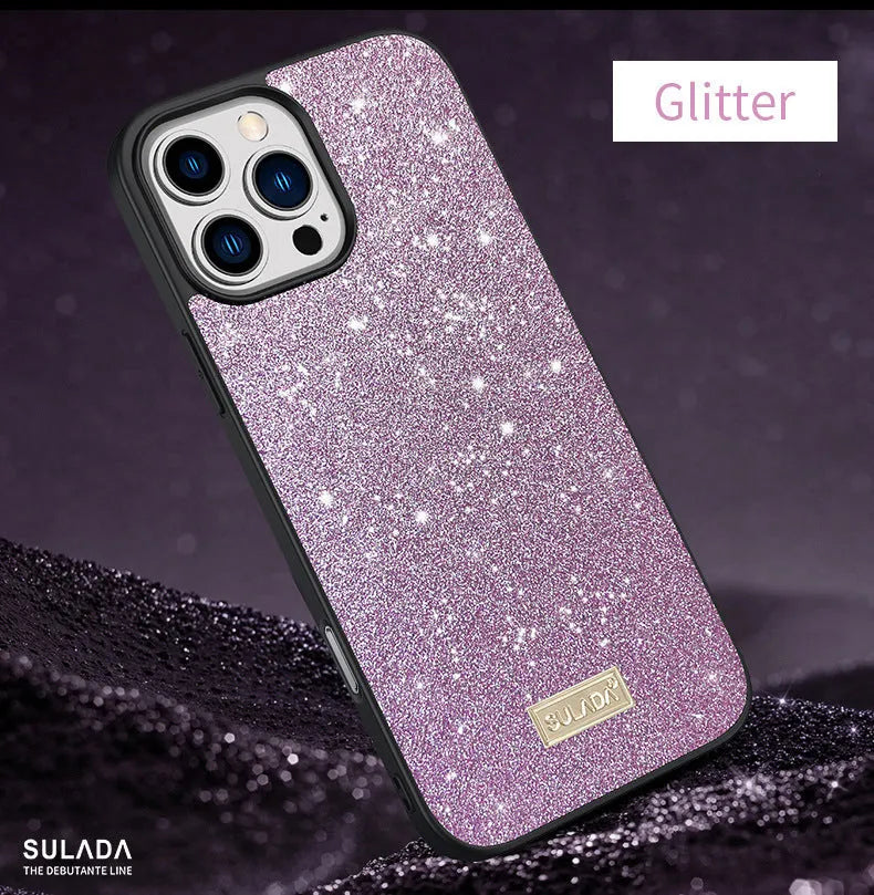 Star Diamond half-wrap phone case for Apple iPhone in Socialite Black colour with glitter finish