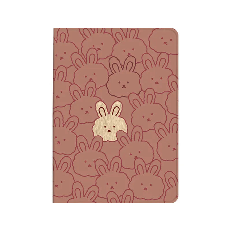 Cartoon cute rabbit silicone iPad case in book full screen style on white background