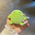 Flocking frog TPU protective case for AirPods with lanyard, embossed cartoon design, fits multiple generations