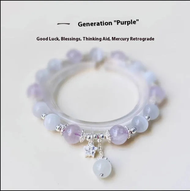 Opal amethyst colour crystal bracelet with moon shape design measuring over 20mm