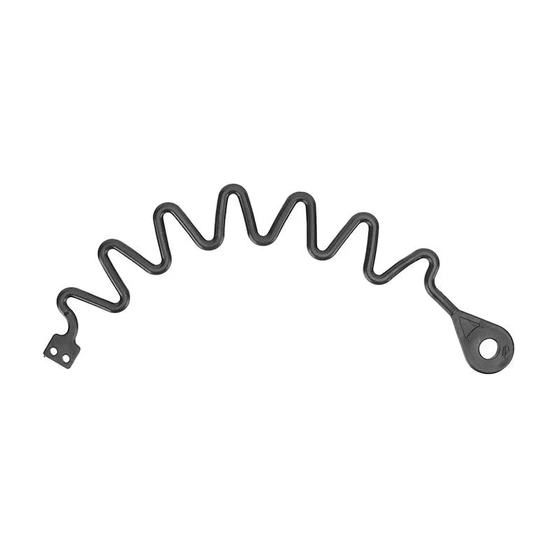 Black rubber Volvo fuel cap anti-lost tether strap, showing circle band and separate rope design options.