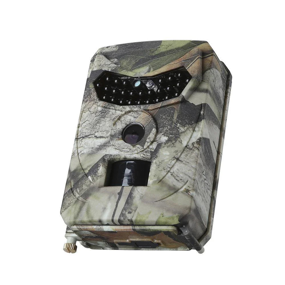 A 12MP 1080P trail camera with infrared night vision for capturing wildlife in the outdoors.