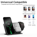 Black four-in-one wireless charger for mobile phone, headset and smart watch with 15W Apple and Samsung model options