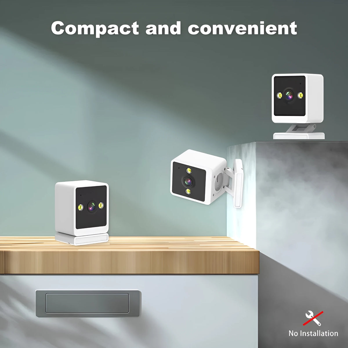 Wireless WiFi surveillance camera, 13.5x10.5x10cm, 720p night vision, for indoor and outdoor home office use