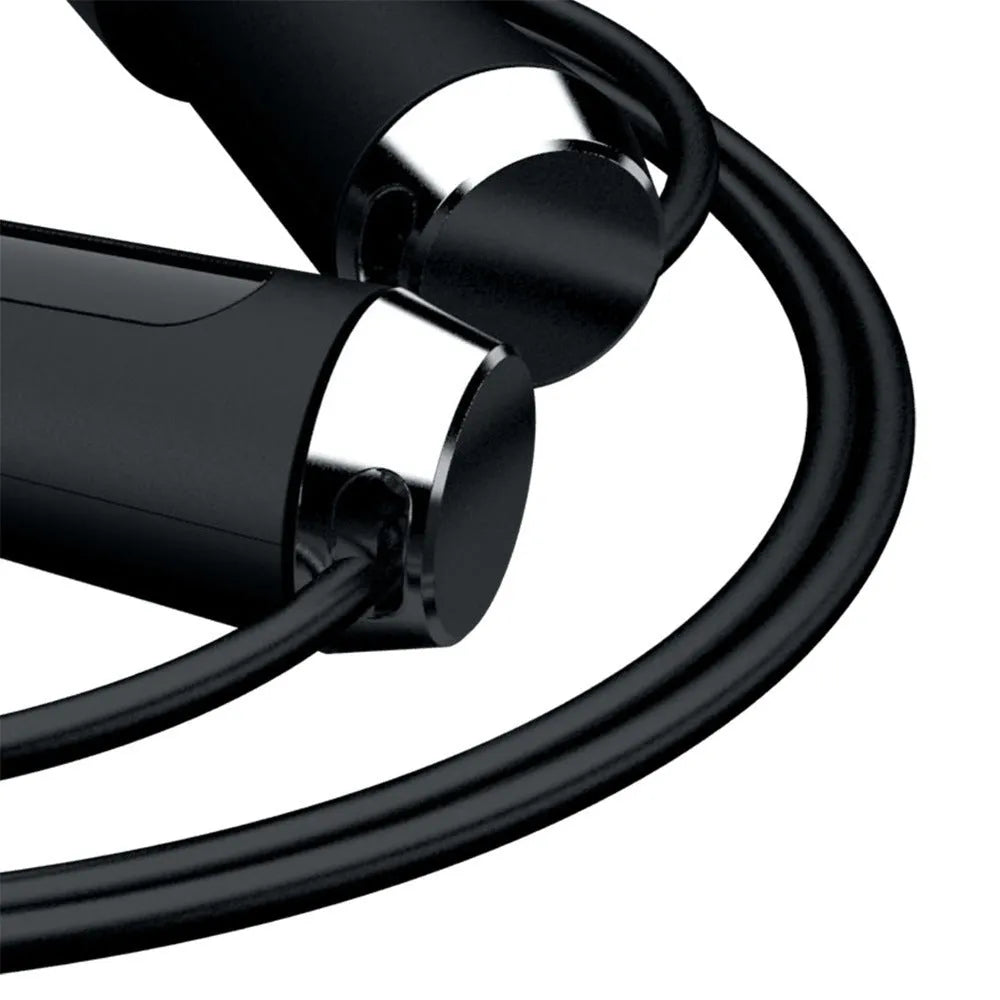 Smart Bluetooth counting skipping rope with LCD display, black orange handle, and adjustable 3m PVC rope