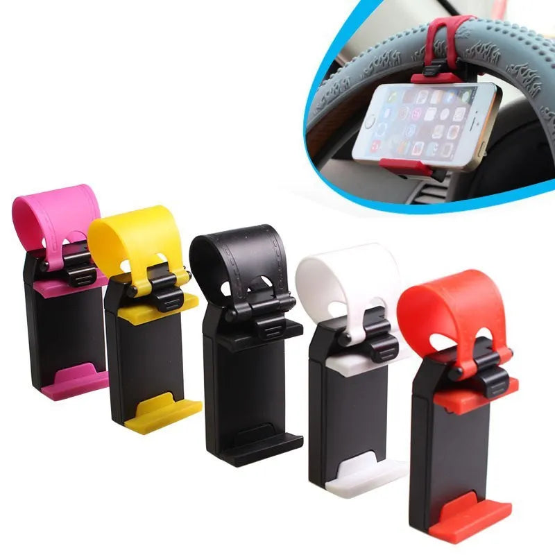 Black universal steering wheel phone holder mount clip for car navigation