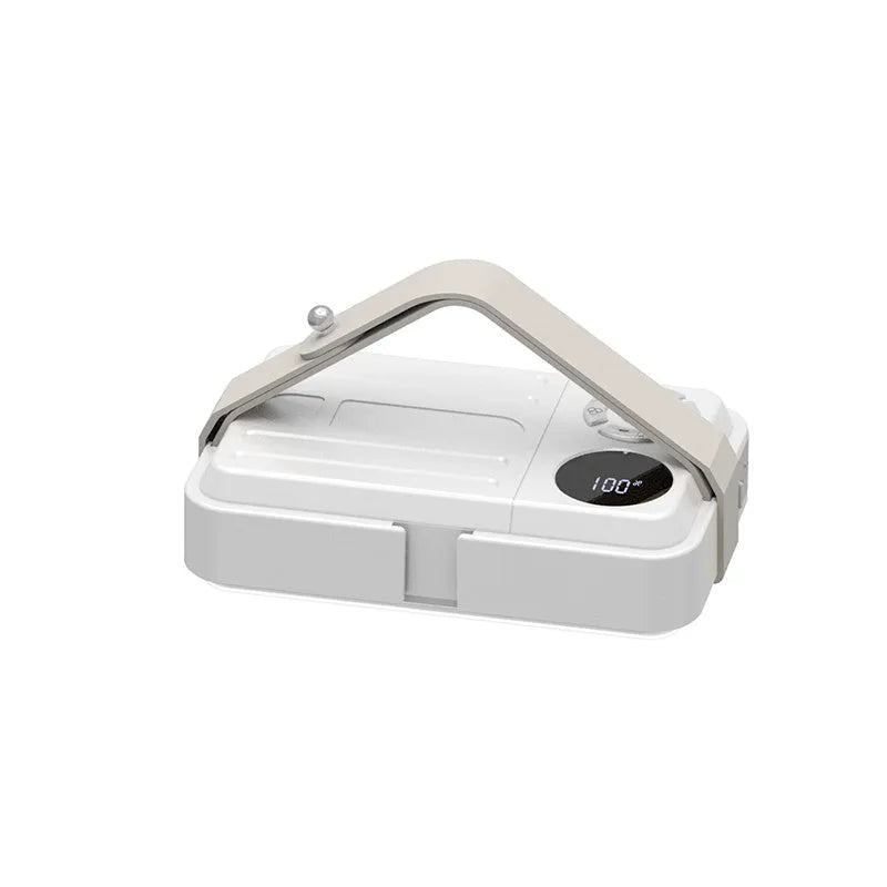 Outdoor waterproof tent camp light with 10000mAh battery, IP63 rating, dual warm and white LED sets, and included hanging accessories.